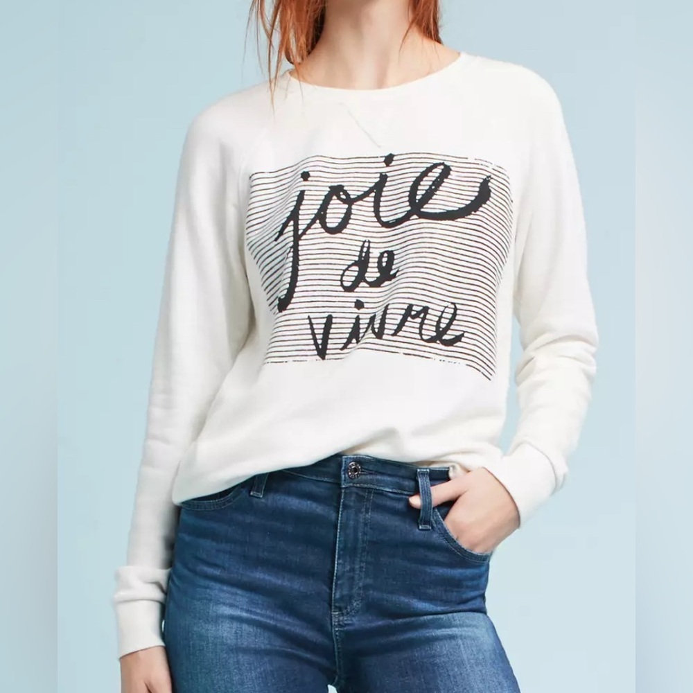 Sol Angeles x Anthropologie Joie de Vivre Crewneck Cotton  Sweatshirt Pullover S